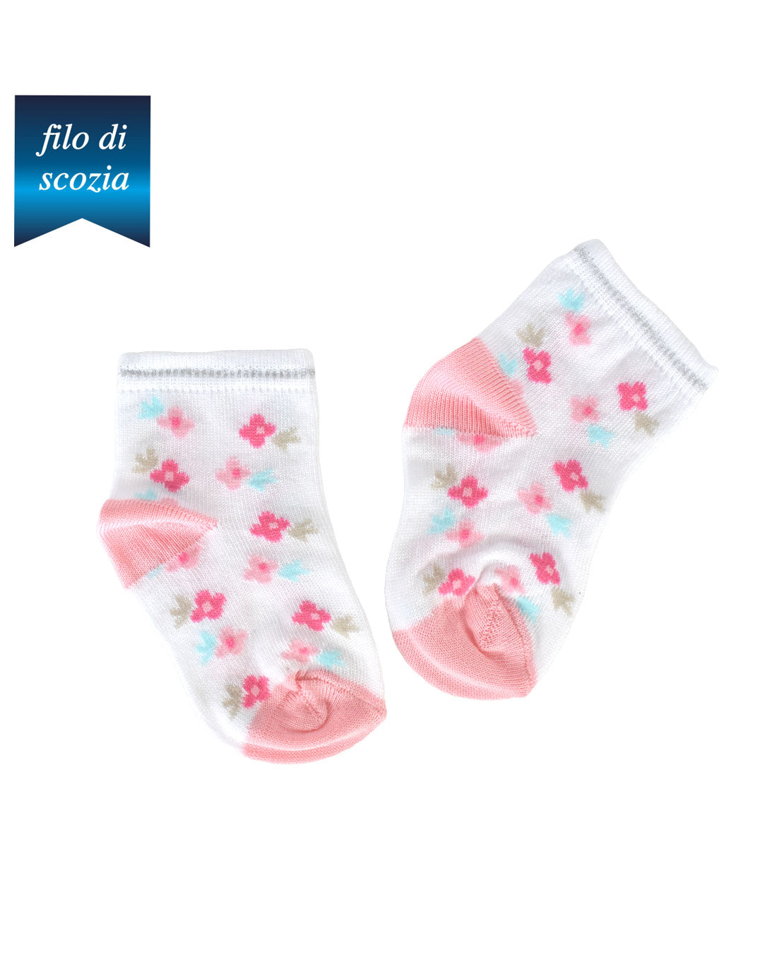 Calzini Corti Da Neonata Filo Di Scozia (6 Paia) - 0J92 Fiorellini