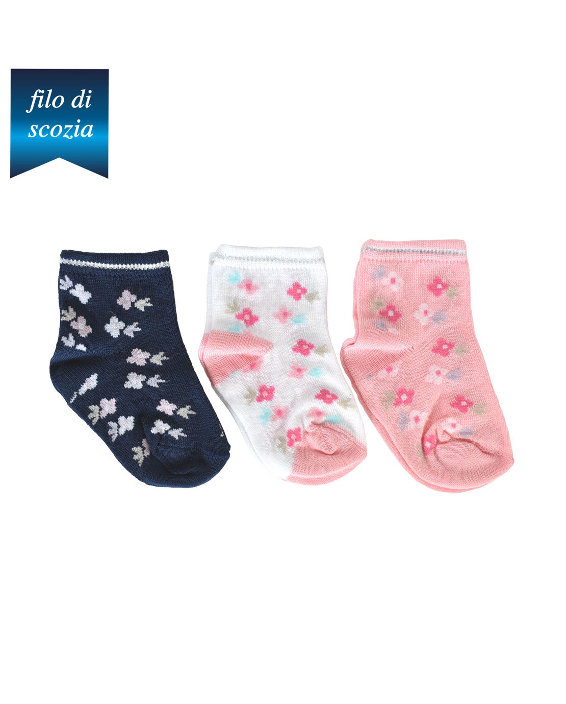 Calzini Corti Da Neonata Filo Di Scozia (6 Paia) - 0J92 Fiorellini