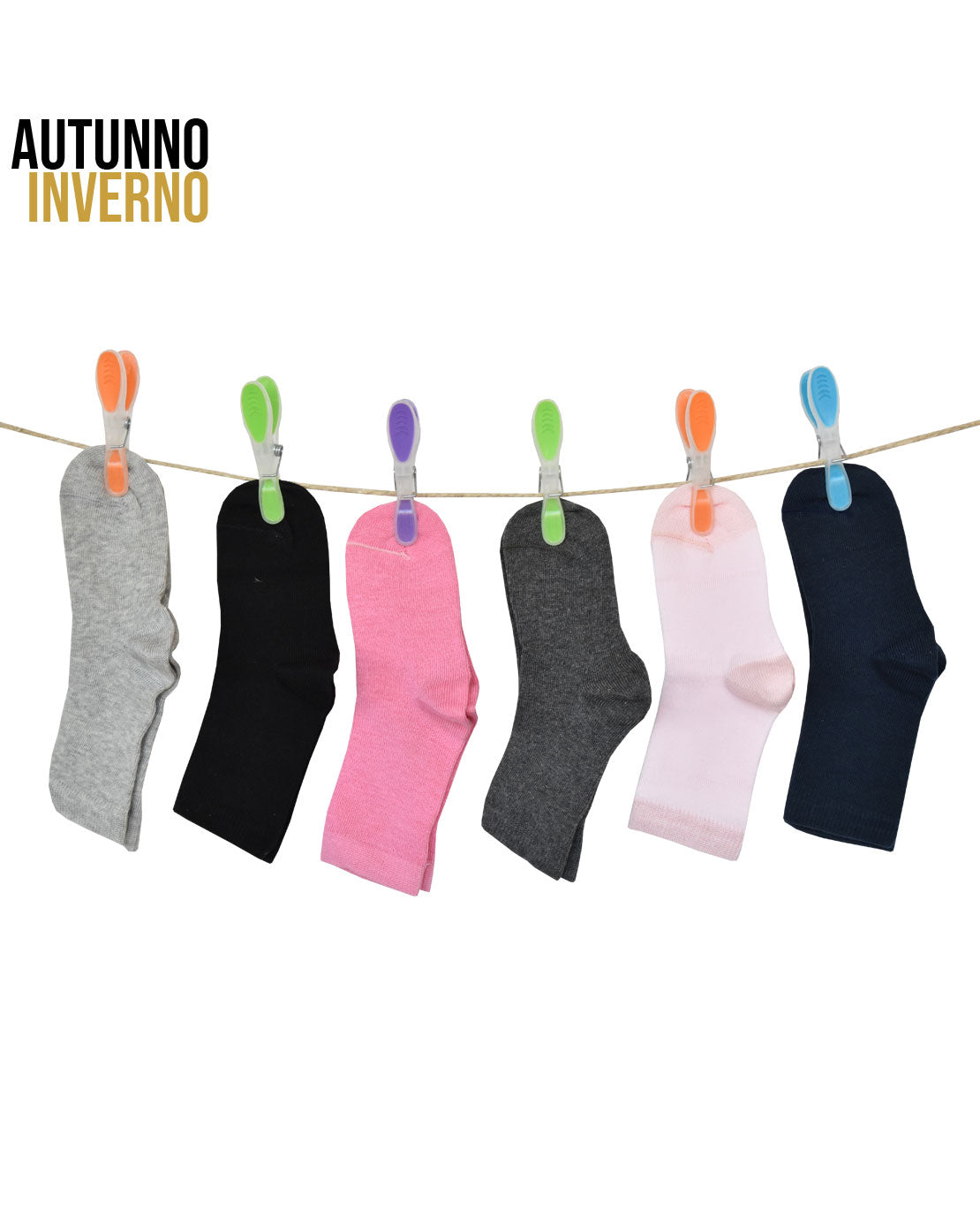 Calze Lunghe Bambina Caldo Cotone (6 Paia) -2456 Unis