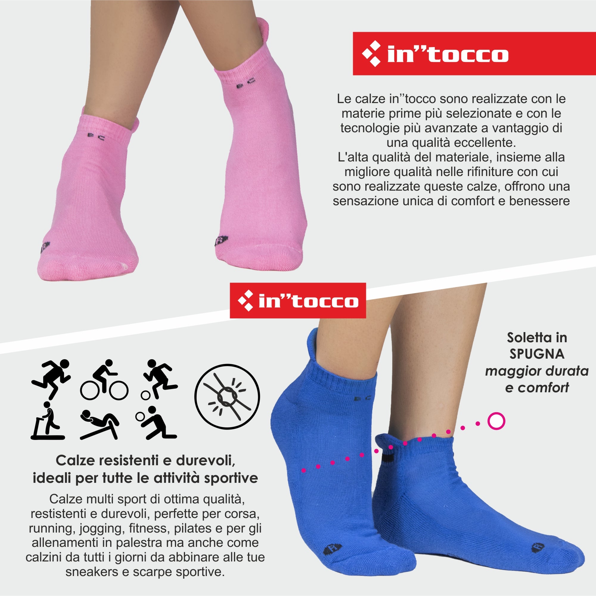 Calze Sportive Soletta in Spugna (6 Paia) Estive Assortite - 3242 Sissy-1