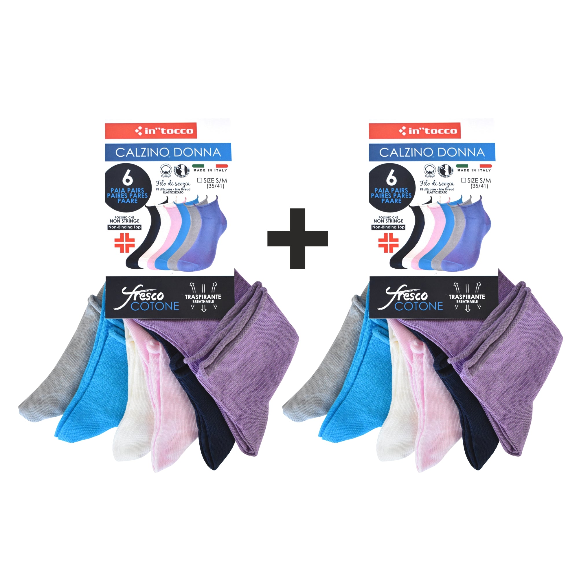 Calze Corte Donna alla Caviglia Senza Elastico Cotone Estive Assortite (12 paia)- RB3762 Vicky-1-1