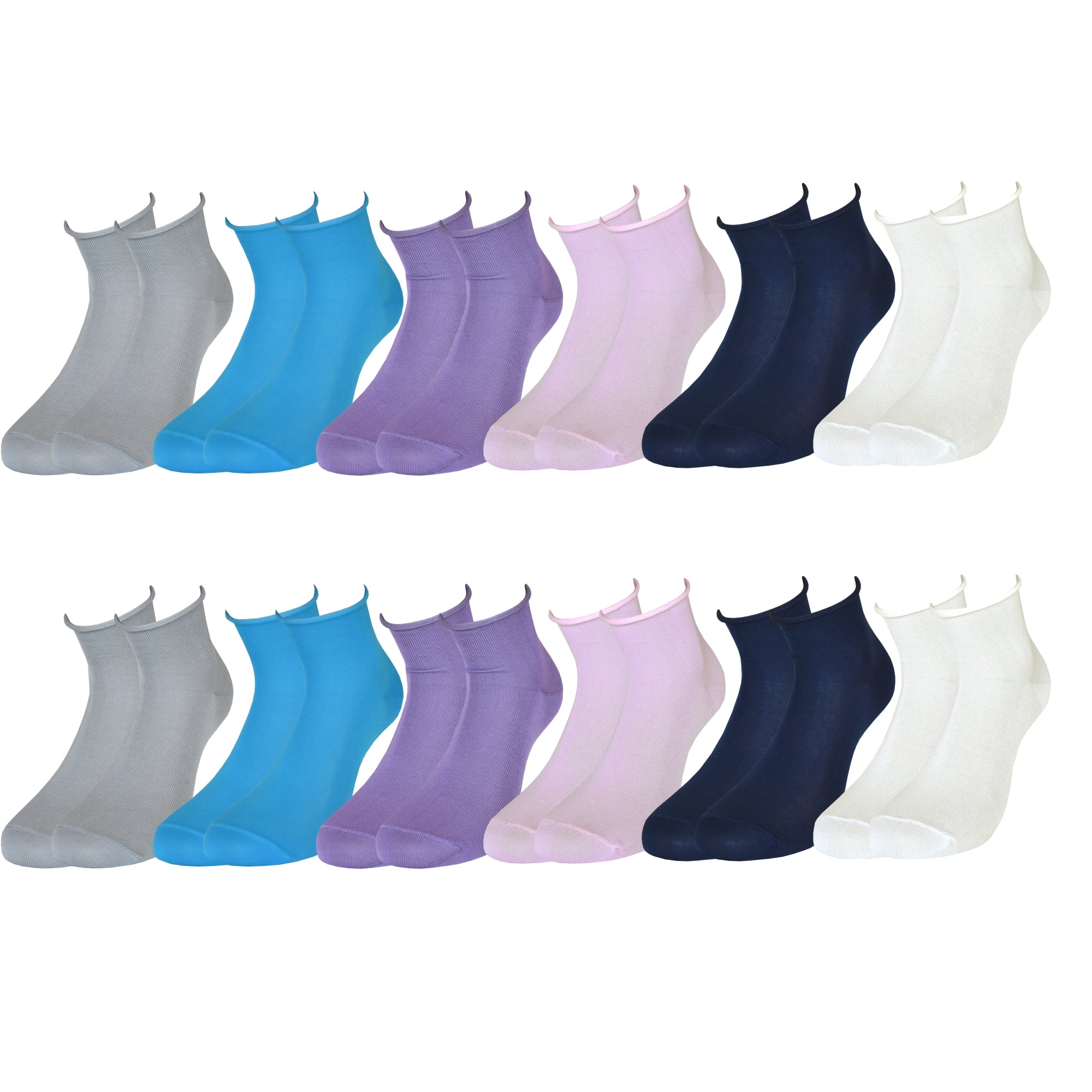 Calze Corte Donna alla Caviglia Senza Elastico Cotone Estive Assortite (12 paia)- RB3762 Vicky-1-1