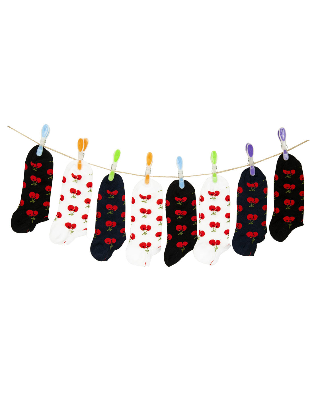 Calze Corte Donna Filo Scozia Ciliegie Estive (6 paia) - 6154 Fantasmino