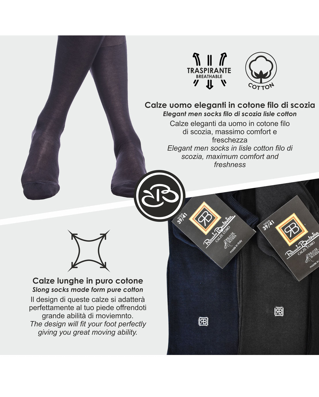 Calze Lunghe Uomo Filo Scozia Renato Balestra (6 Paia) - 5CD99 RB4002