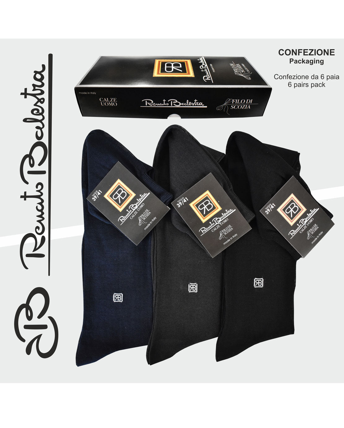 Calze Lunghe Uomo Filo Scozia Renato Balestra (6 Paia) - 5CD99 RB4002