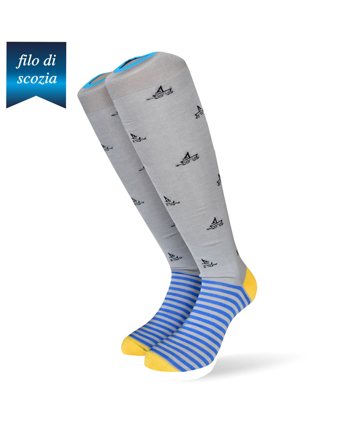 Calze Lunghe Uomo Righe/Barca Filo Scozia (6 paia) - 5CD89 Maris-1