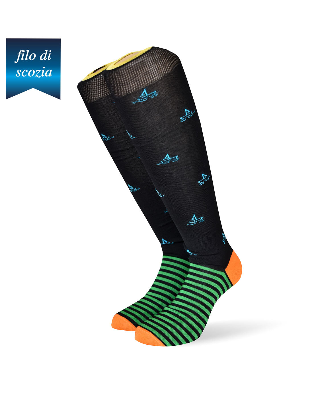 Calze Lunghe Uomo Righe/Barca Filo Scozia (6 paia) - 5CD89 Maris-1