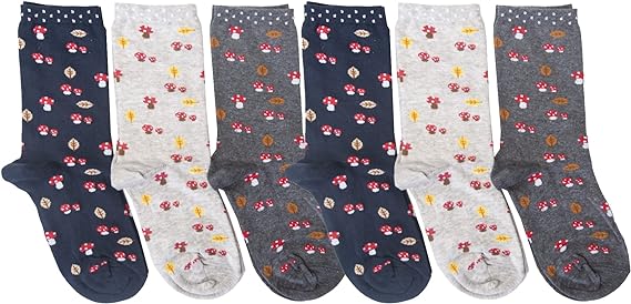 Calze Invernali Donna Fantasia Funghetti No Pilling Taglia Unica - (6 Paia)