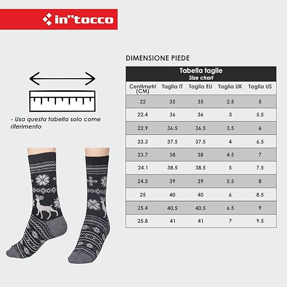 Calze Invernali Donna Fantasia Daino Natalizie (6 Paia) No Pilling Taglia unica - 3E52-DAINO-3541