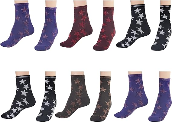 Calze Invernali Donna Fantasia Stelle Firmamento (6 Paia) No Pilling Taglia Unica - 3E48-FIRMAMENTO-3541