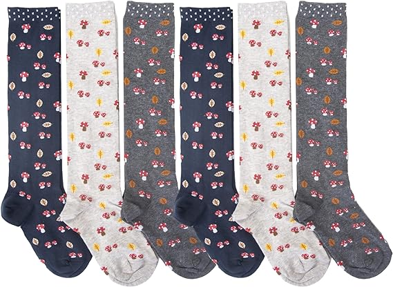 Calze Invernali Donna Fantasia Funghetti No Pilling Taglia Unica - (6 Paia)