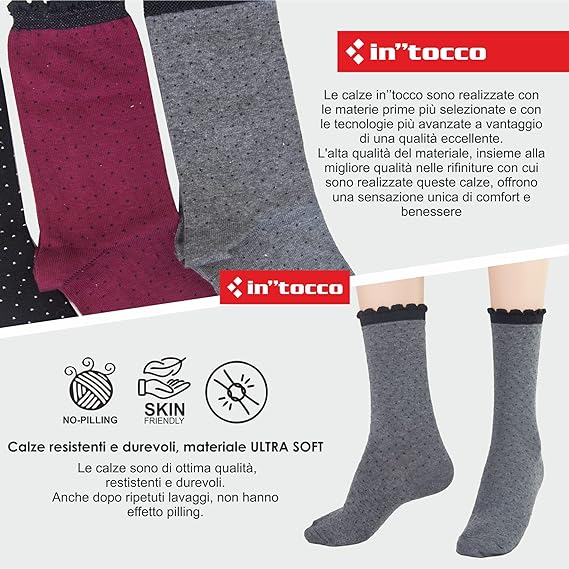 Calze Invernali Donna Alte Assortite (6 Paia) No Pilling Taglia Unica Aries - 3E51-ARIES-3541