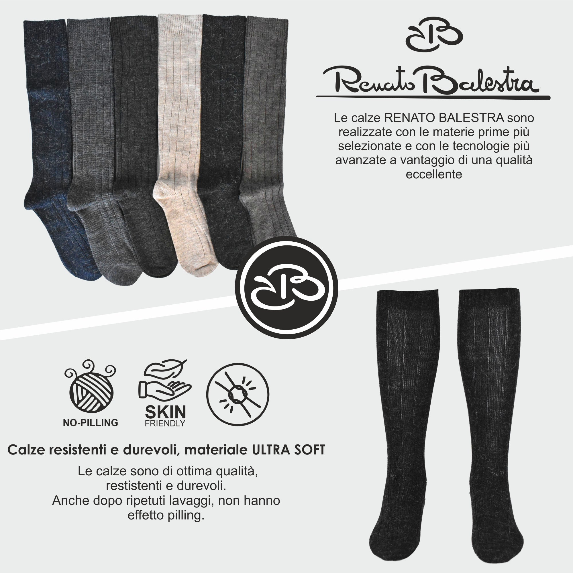 Calze da Uomo in Alpaca Invernali - Premium, Renato Balestra, Calde e Morbide - Made in Italy (Mod. 9473)