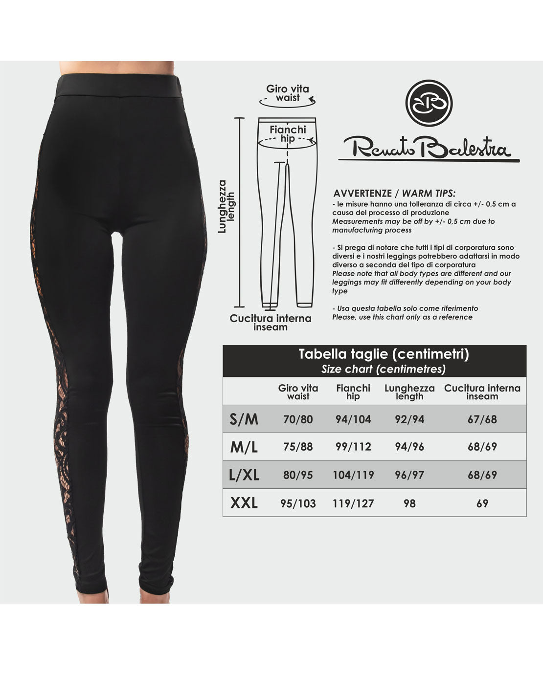 Leggings Estivi Donna Elasticizzati con Pizzo a Contrasto Renato Balestra- Brigitte4