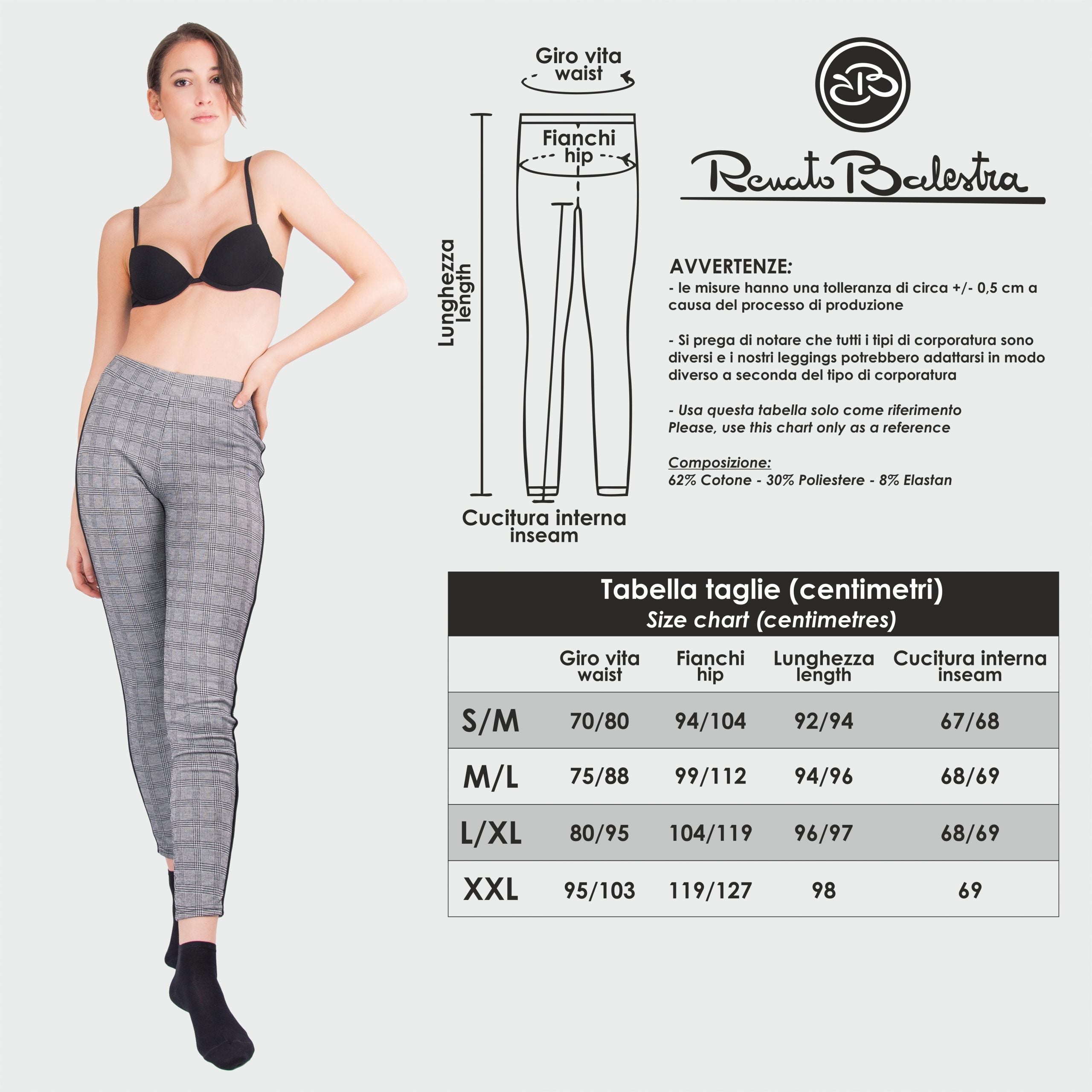Leggings Donna Invernali Grigio Tartan a Quadri - DOLORES-1