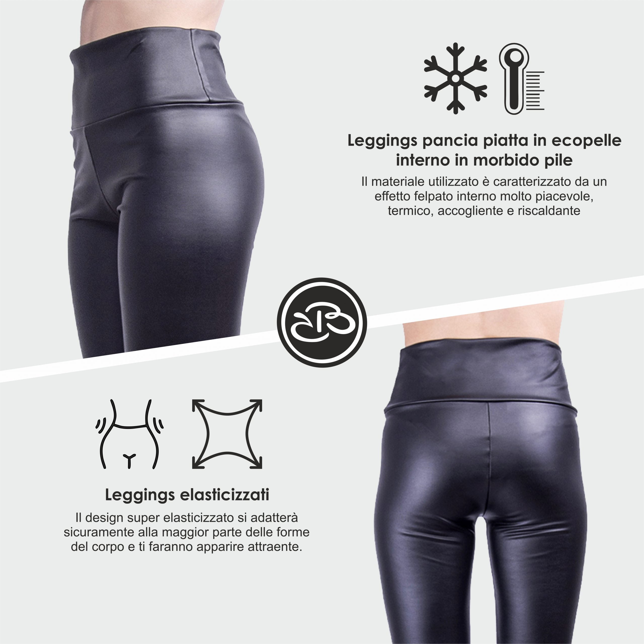 Leggings a Vita Alta Ecopelle Effetto Pancia Piatta Renato Balestra- FILIPPA1