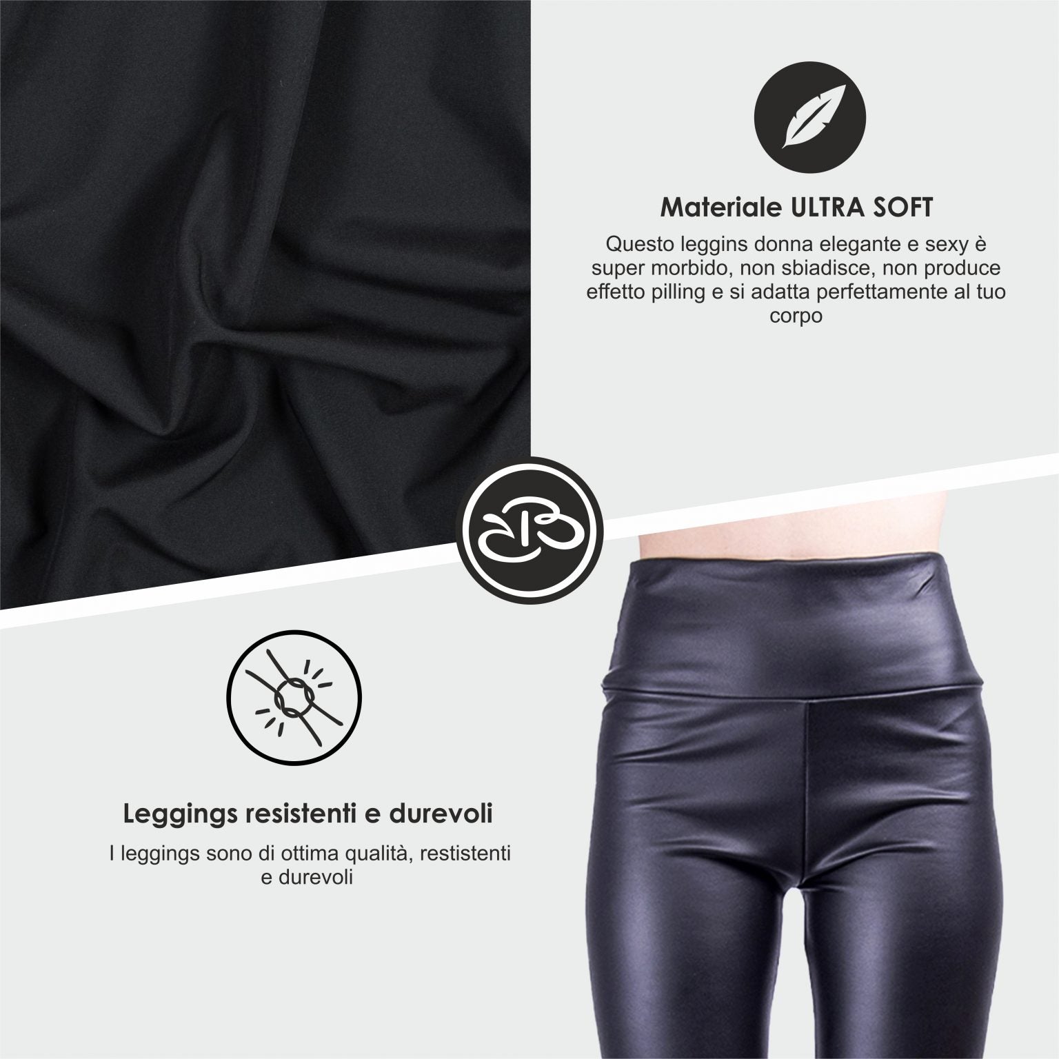 Leggings a Vita Alta Ecopelle Effetto Pancia Piatta Renato Balestra- FILIPPA1