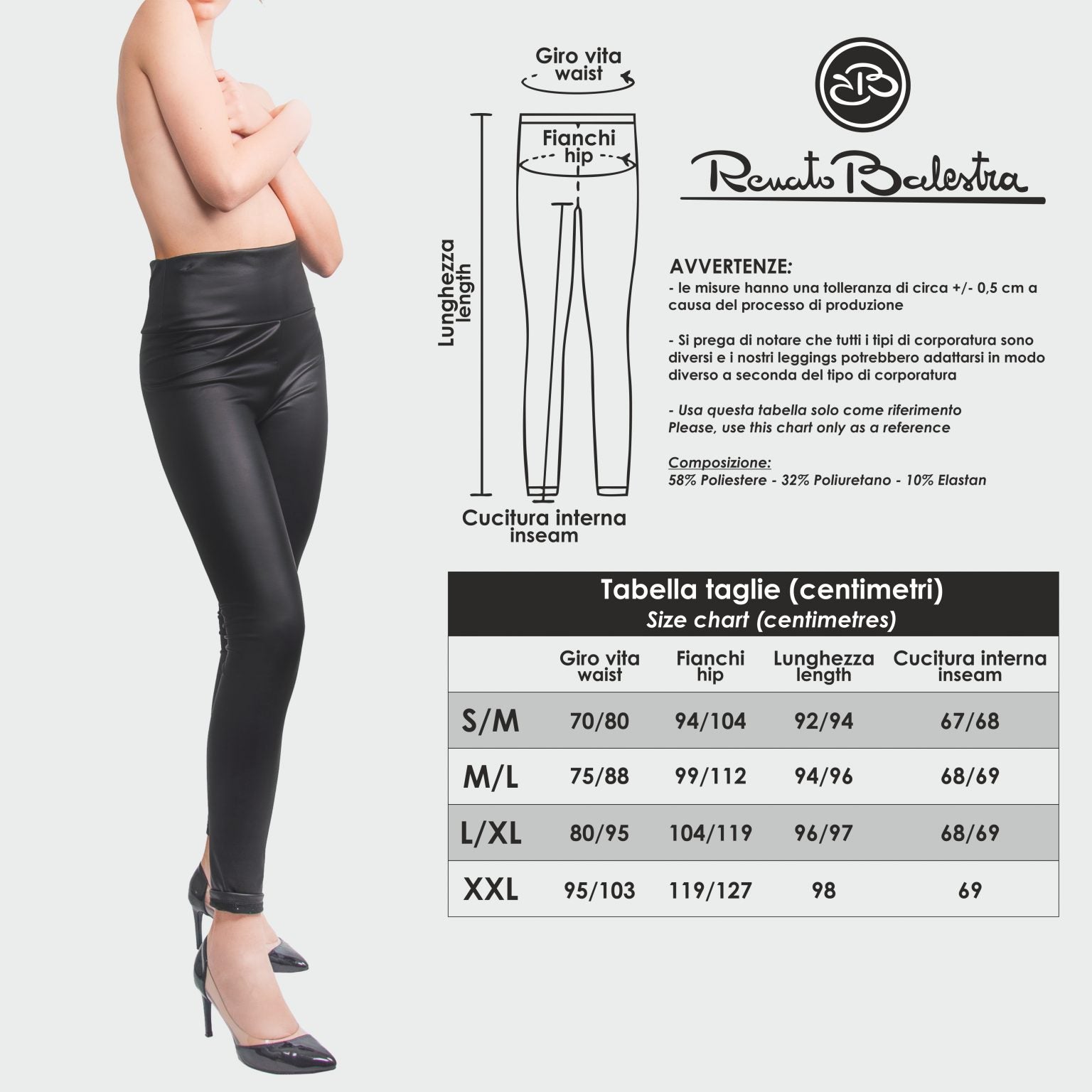 Leggings a Vita Alta Ecopelle Effetto Pancia Piatta Renato Balestra- FILIPPA1