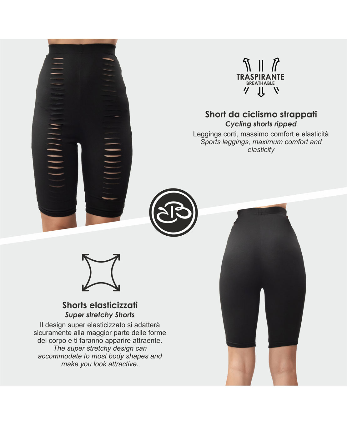 Pantaloncino Sportivo Elasticizzato Strappato in Viscosa Renato Balestra- Micaela1