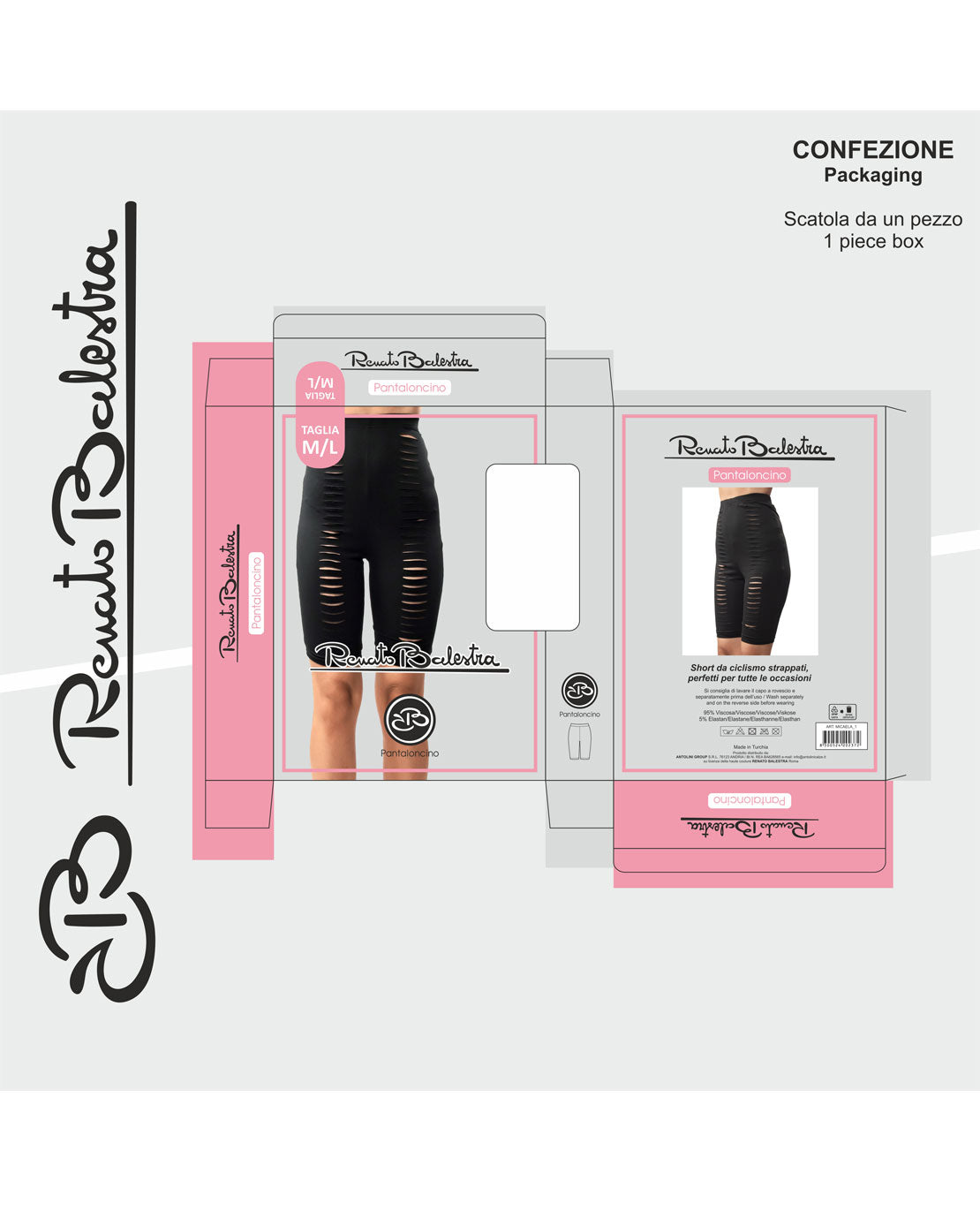Pantaloncino Sportivo Elasticizzato Strappato in Viscosa Renato Balestra- Micaela1