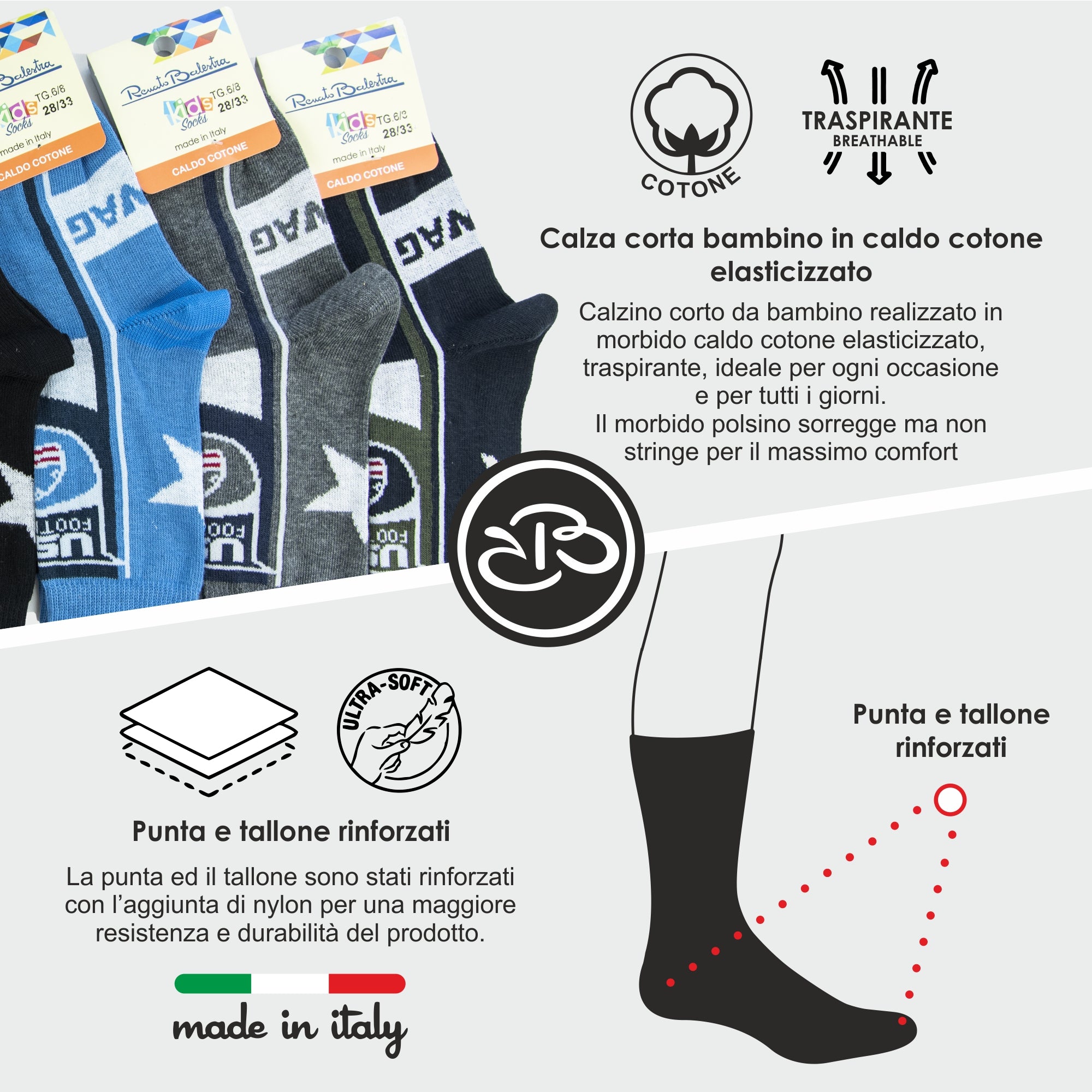 Calze Bambino Invernali Renato Balestra (6 Paia)- 2KL44 STARFOOTBALL