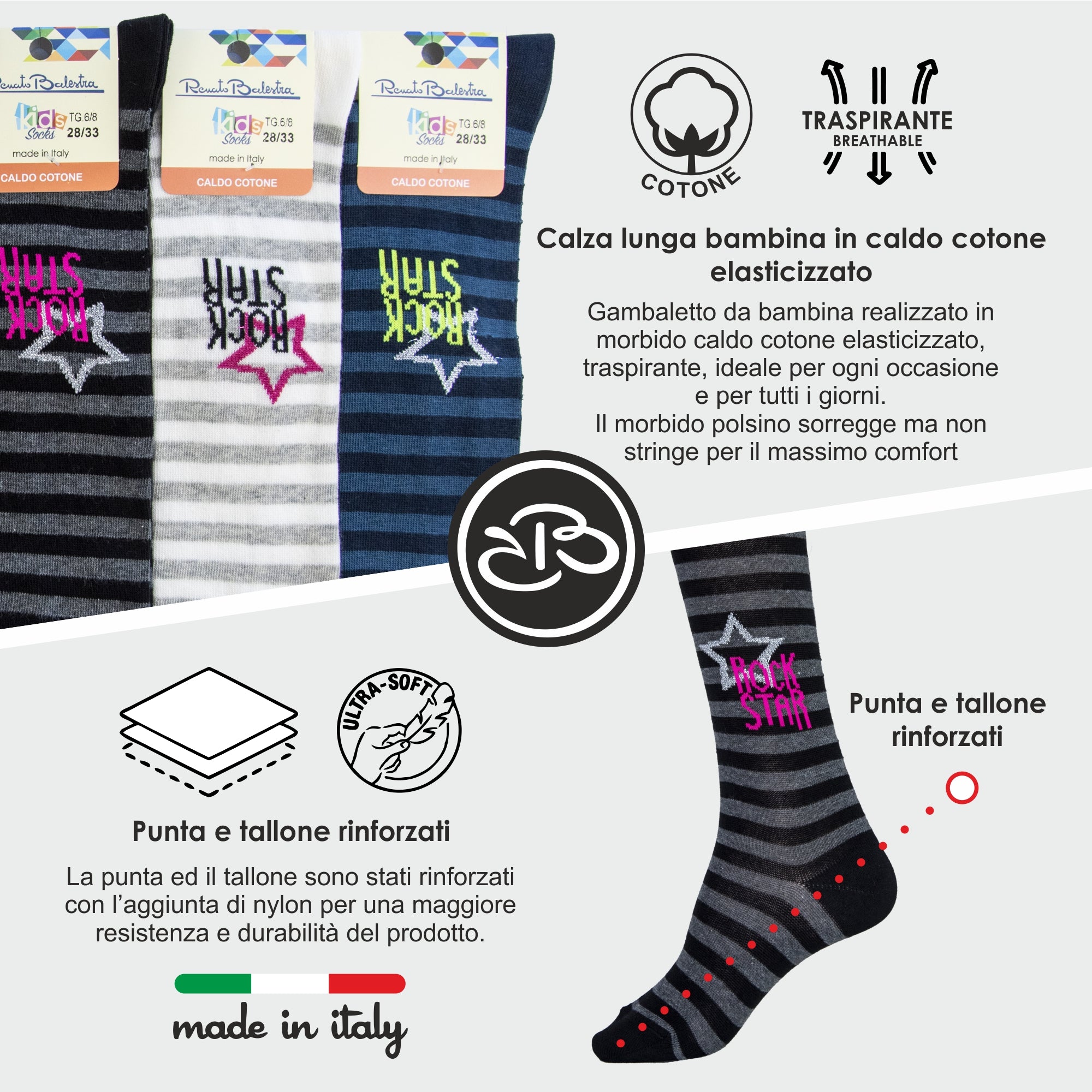 Calze Invernali Bambina Renato Balestra (6 Paia)- RBK77 ROCKSTAR