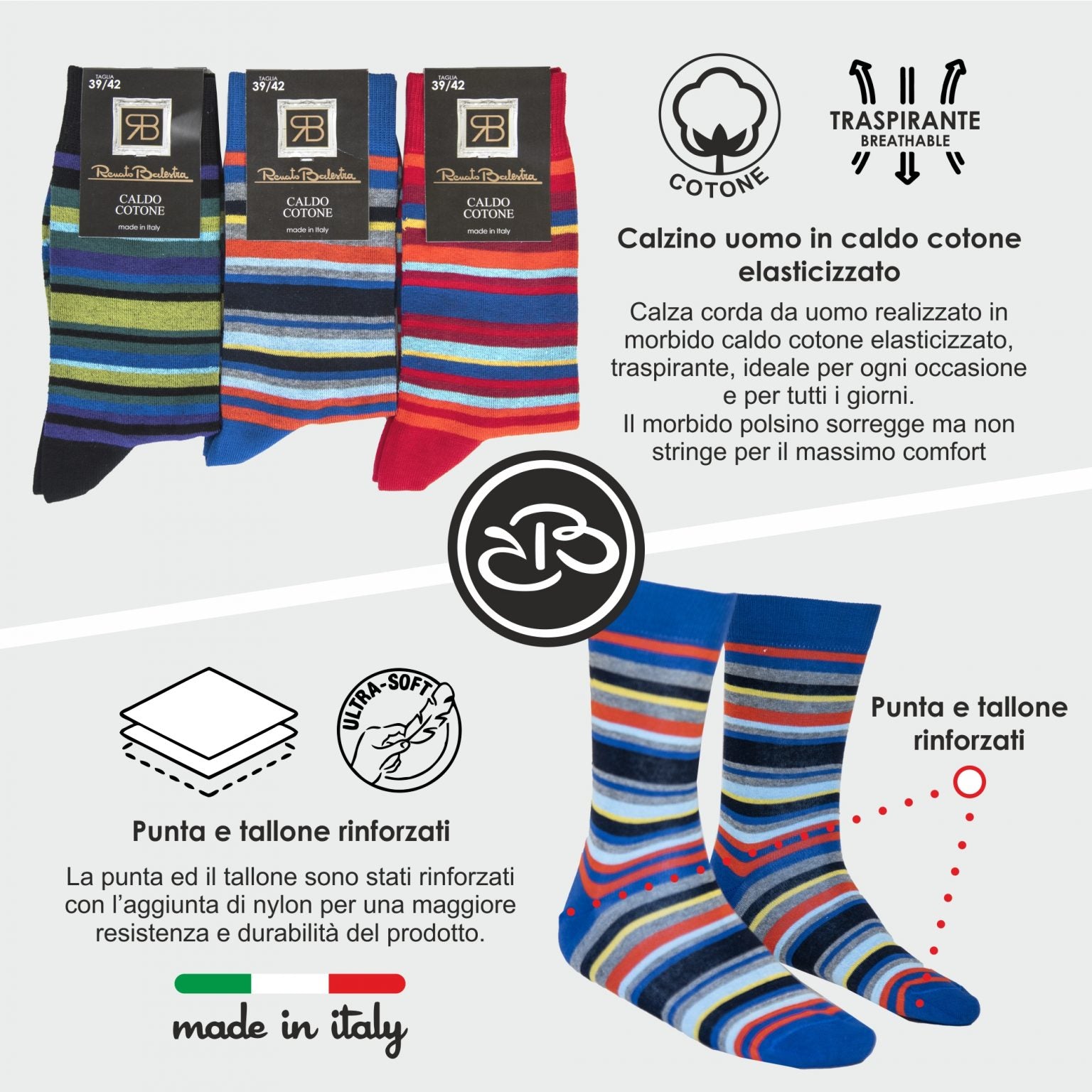 Calze Invernali Uomo Fantasia Moda Renato Balestra (6 Paia)