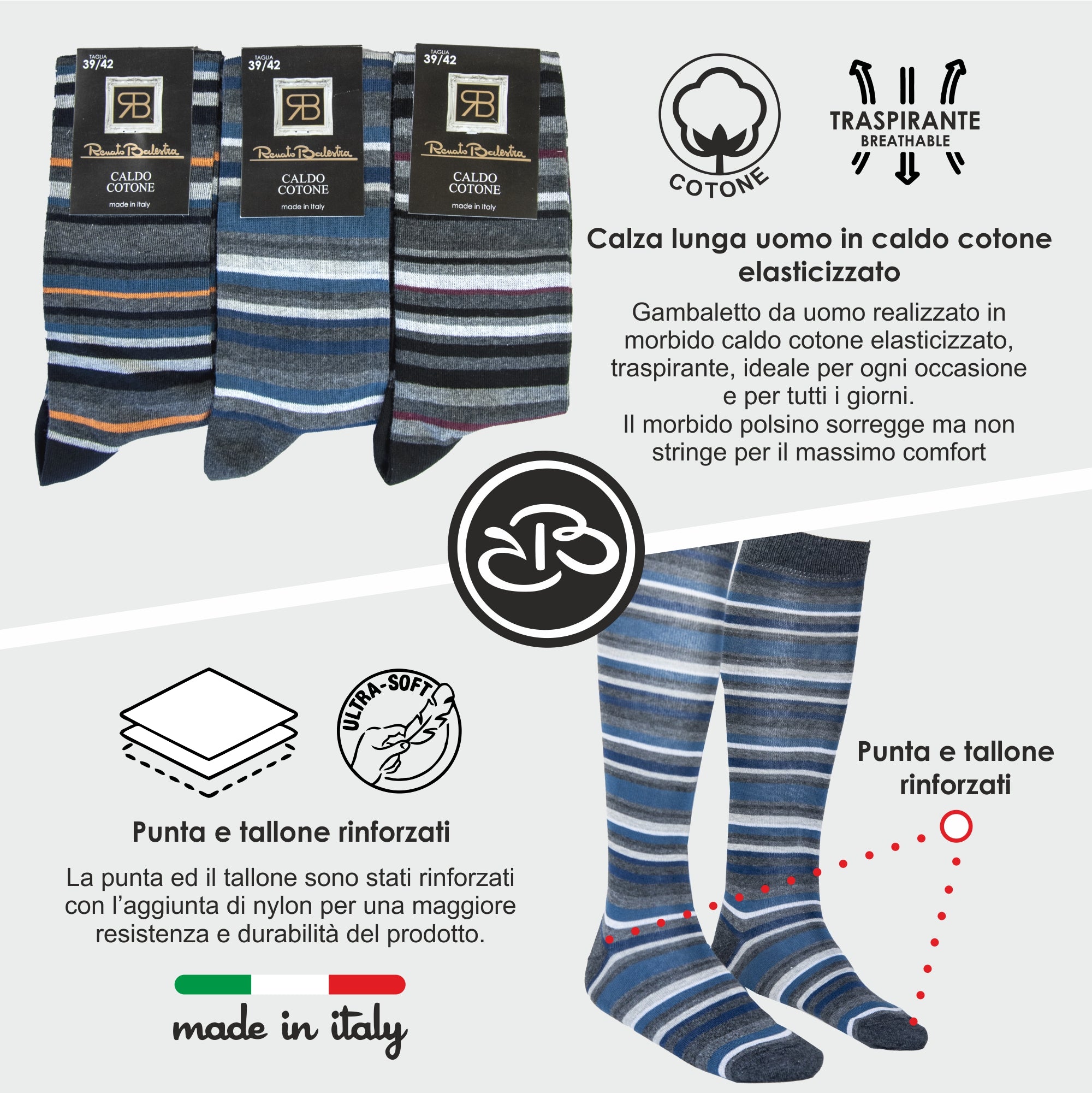 Calze Invernali Renato Balestra Uomo Fantasia Tartan Alte (6 Paia)