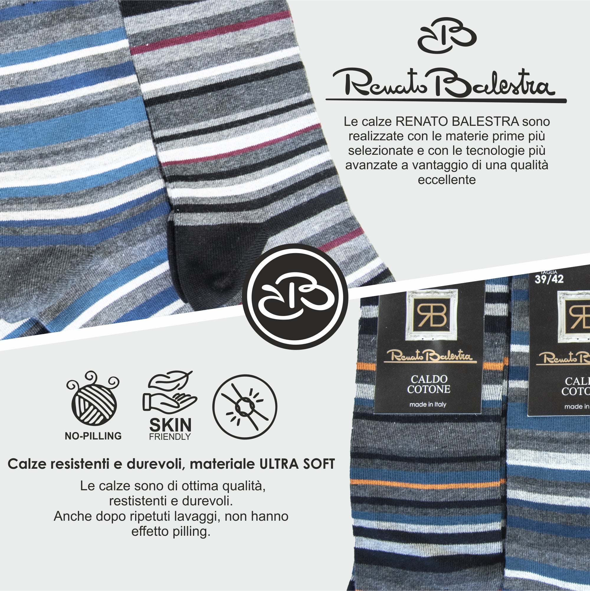 Calze Invernali Renato Balestra Uomo Fantasia Tartan Alte (6 Paia)