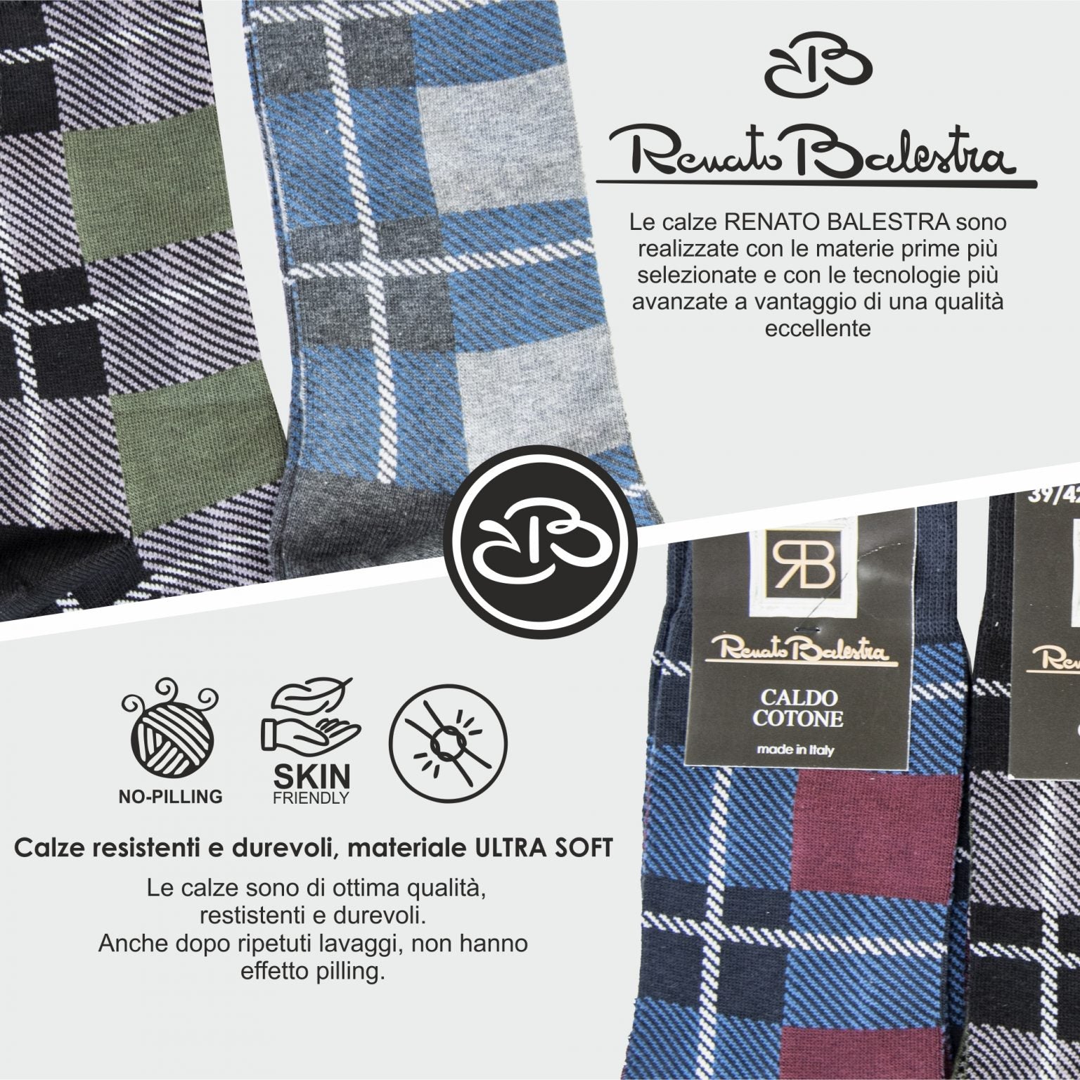 Calze Invernali Uomo Fantasia Tartan Basse Renato Balestra (6 Paia)