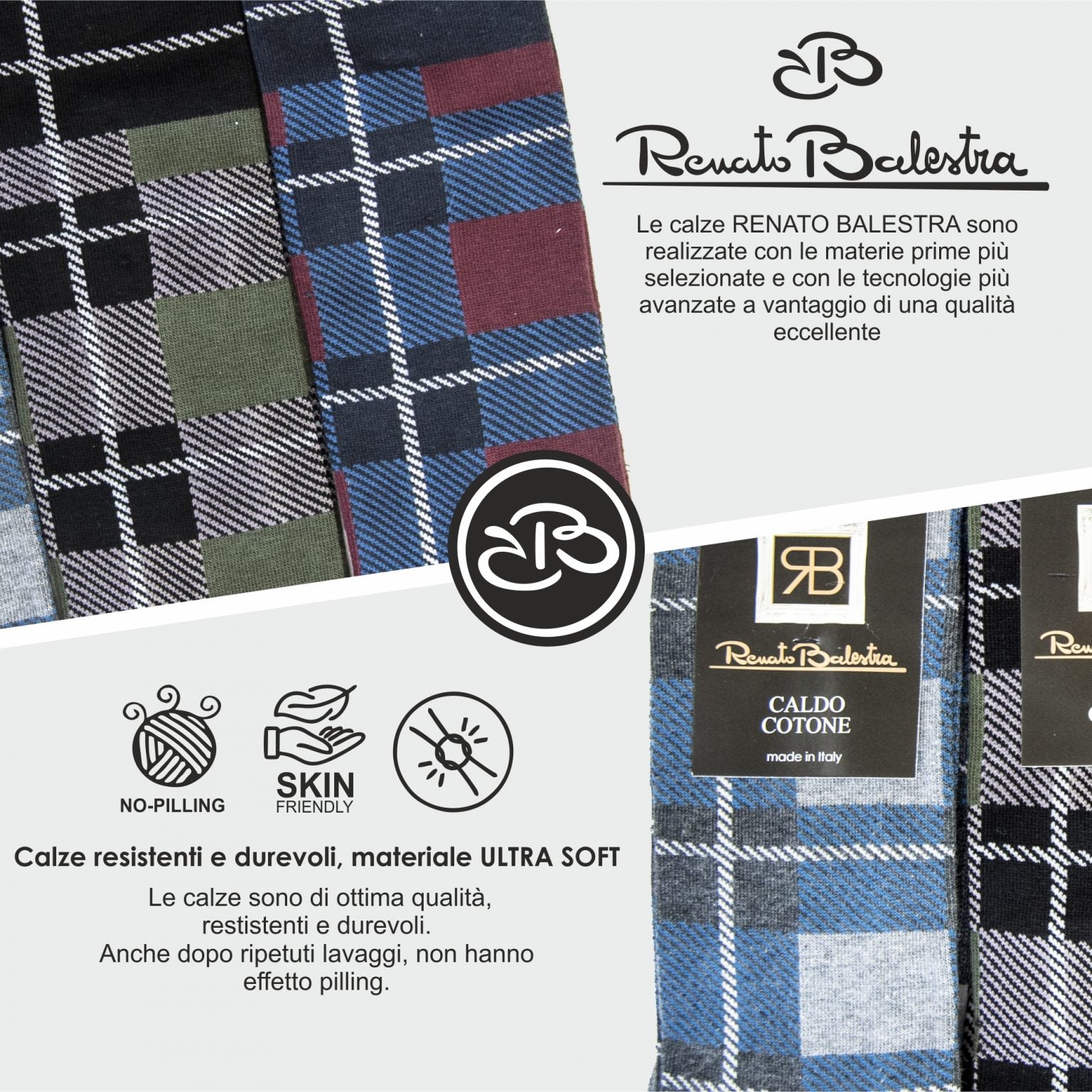 Calze Invernali Uomo Tartan Alte Renato Balestra (6 Paia)
