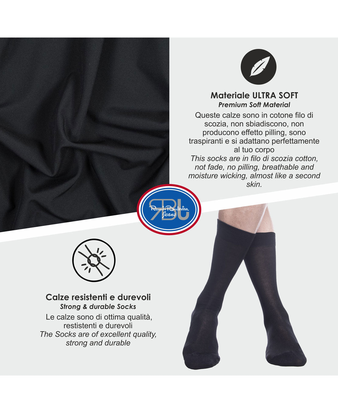 Calze Corte Uomo Filo Scozia RBJ (6 Paia) - RBJ4190 Grafic