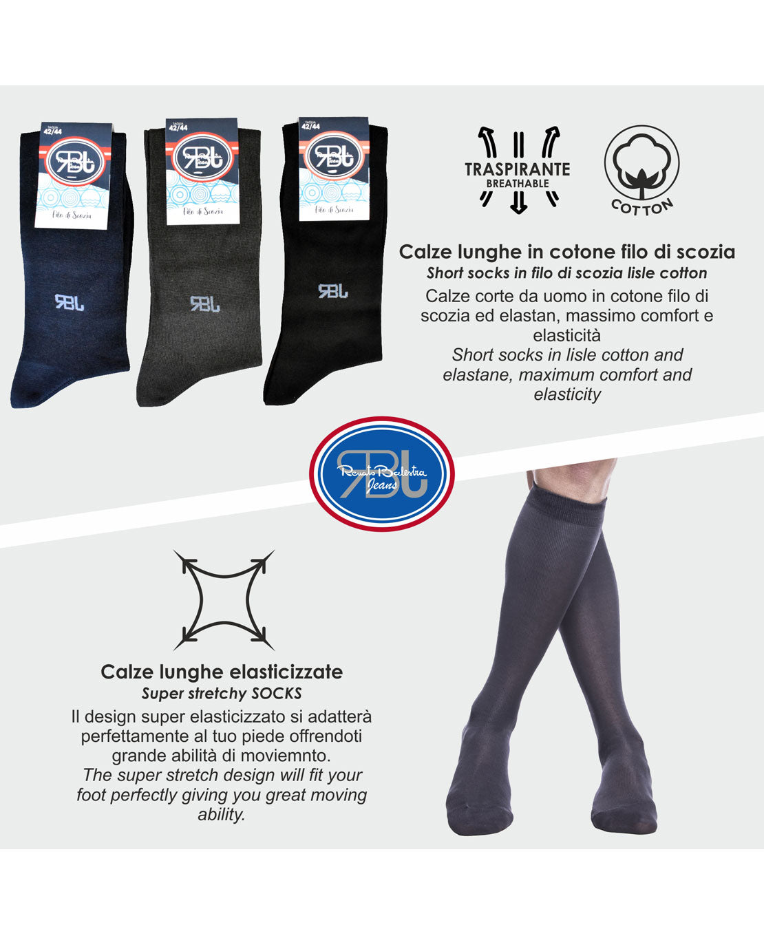 Calze Lunghe Uomo Filo Scozia (6 Paia) - RBJ4191 Grafic