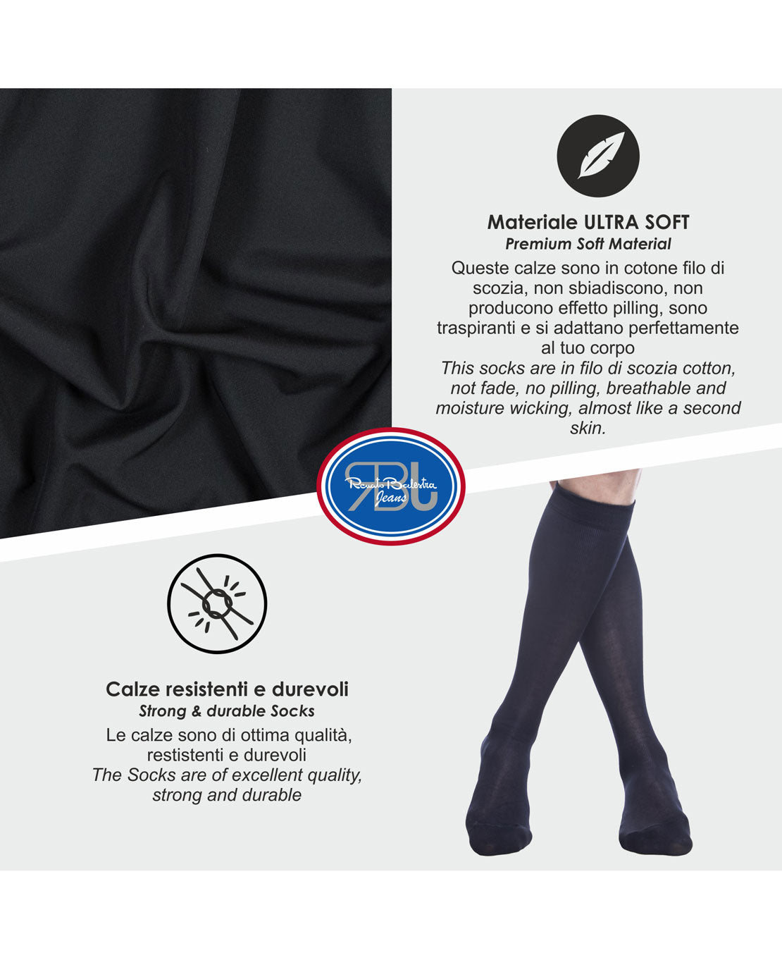 Calze Lunghe Uomo Filo Scozia (6 Paia) - RBJ4191 Grafic
