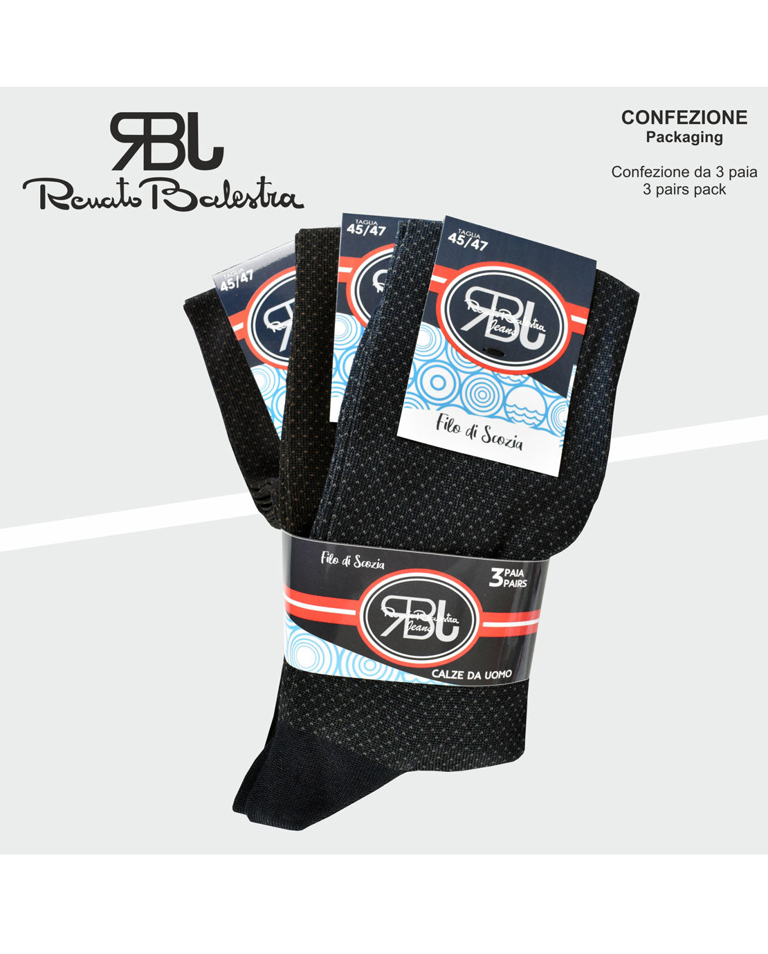 Calze Lunghe Uomo Filo Scozia Micro Pois (6 paia) - RBJ4781 Ghedi classico