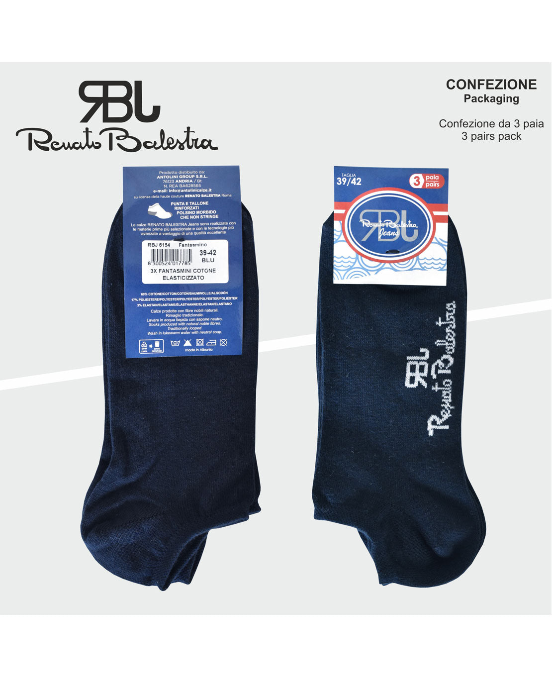Fantasmini Unisex Cotone Antiscivolo RBJ (6 Paia) - RBJ6154