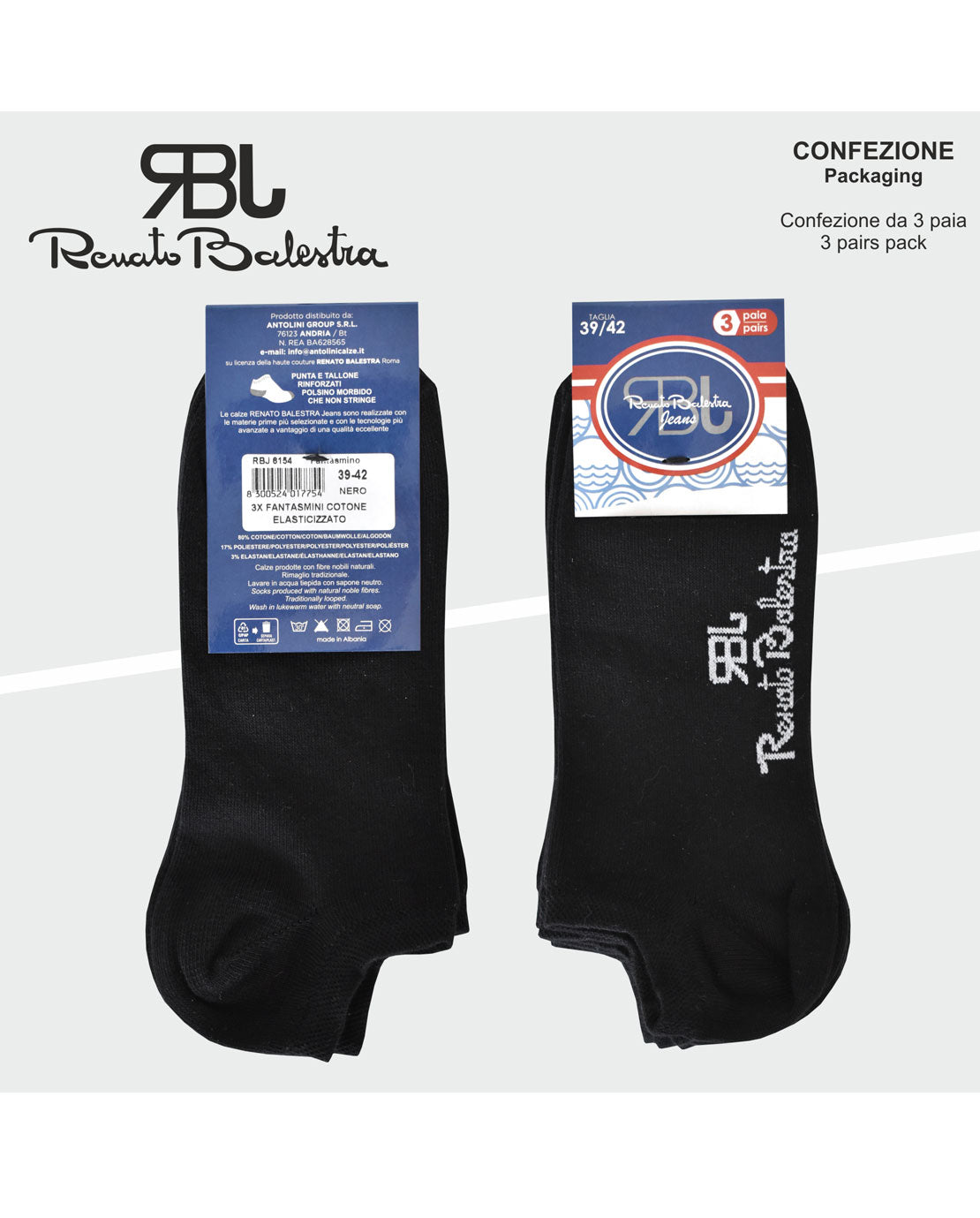 Fantasmini Unisex Cotone Antiscivolo RBJ (6 Paia) - RBJ6154
