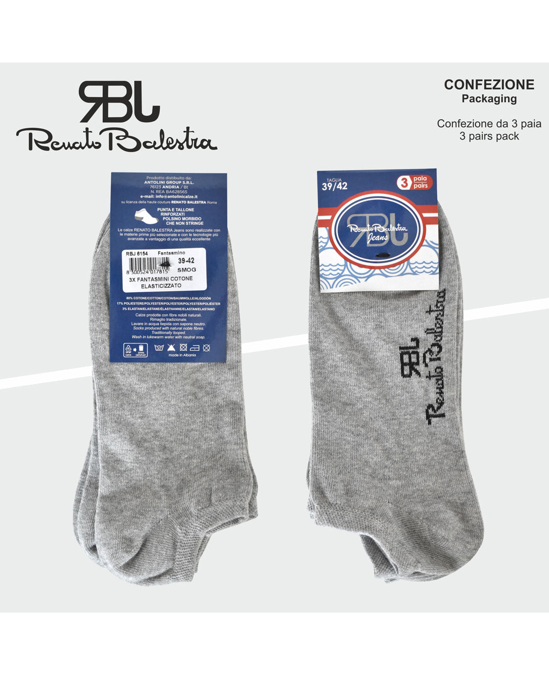Fantasmini Unisex Cotone Antiscivolo RBJ (6 Paia) - RBJ6154