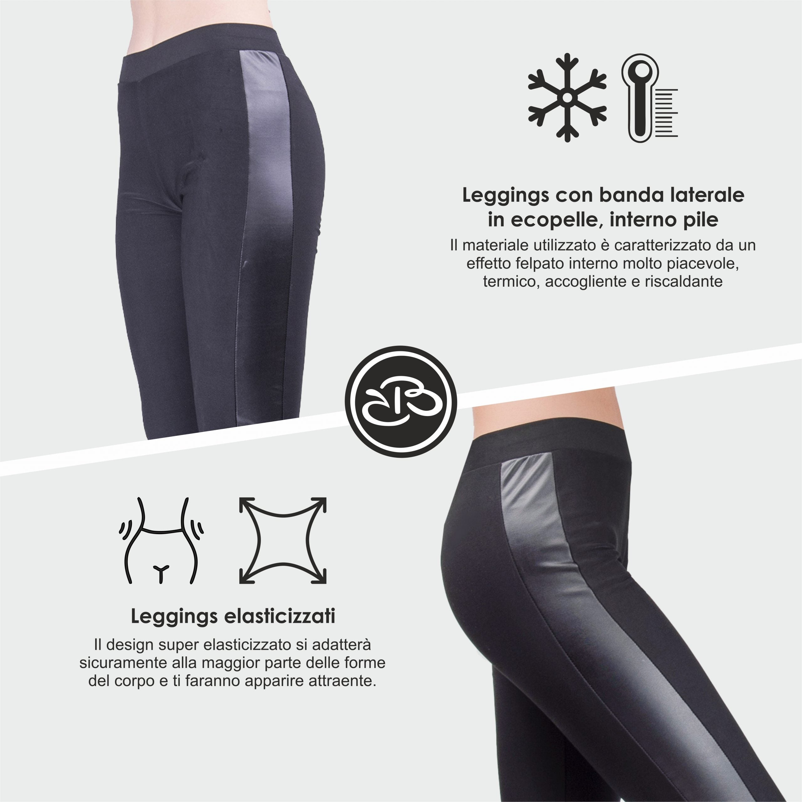 Leggings Invernali Donna con Inserti Laterali in Ecopelle Renato Balestra - RAFFAELLA4
