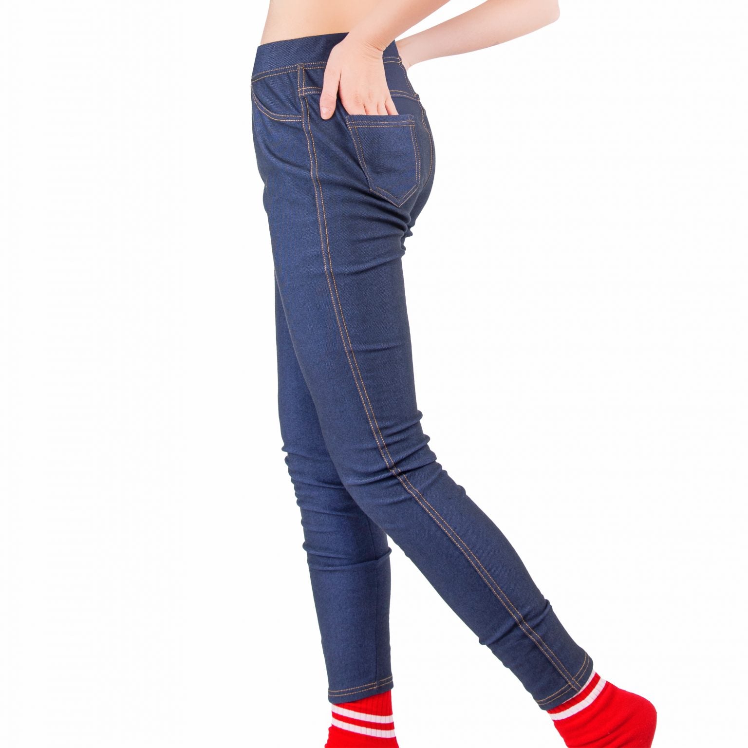 Renato Balestra Leggings Invernali Effetto Denim Blu Navy Elasticizzati - RAFFAELLA6-NAVY
