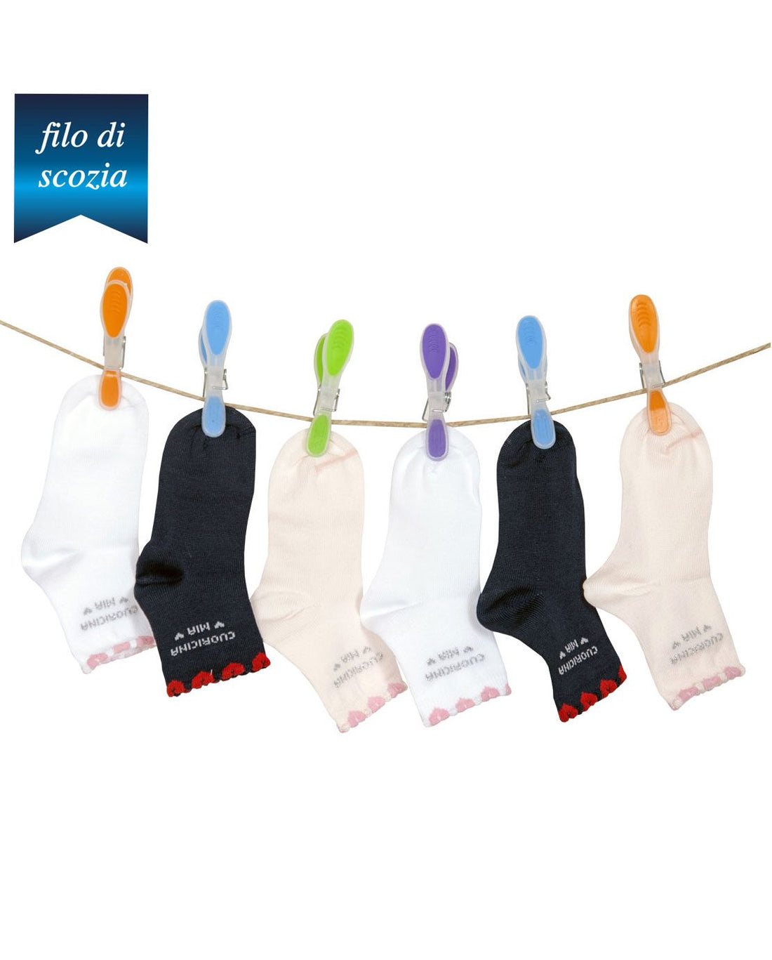 Calzini Corti Da Neonato Filo Di Scozia (6 Paia) -  0G78 Cuoricina