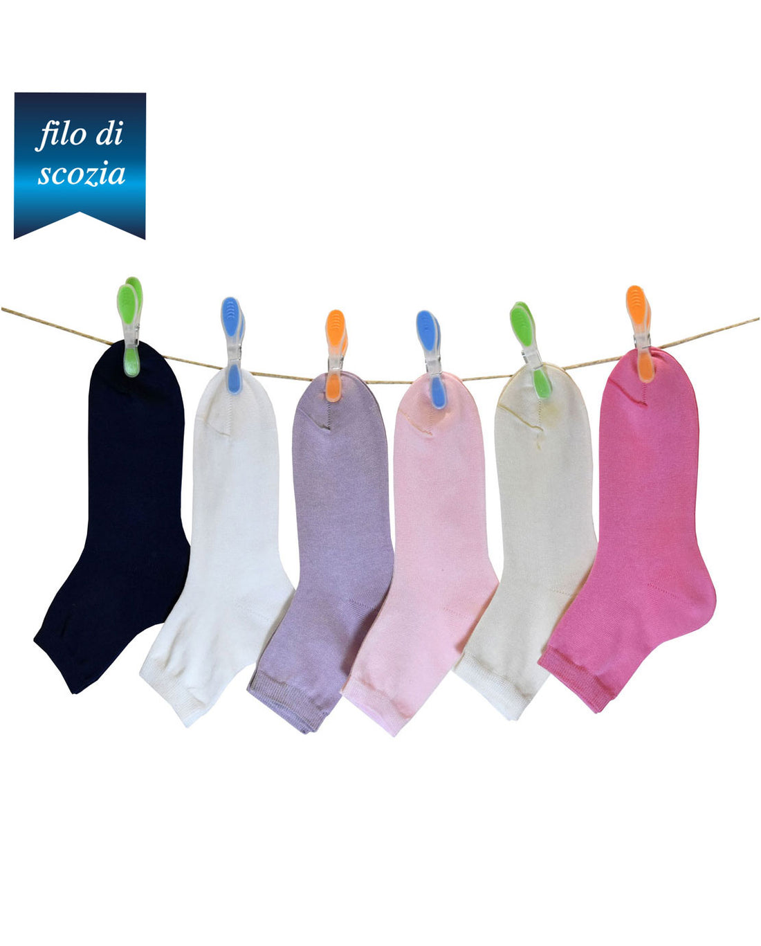 Calze Corte Bambina Filo Scozia (6 Paia)- 1672 Unito