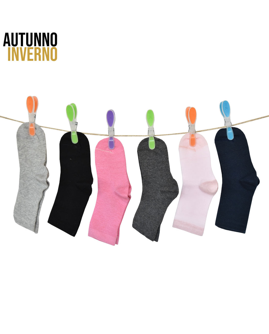 Calze Lunghe Bambina Caldo Cotone (6 Paia) -2456 Unis