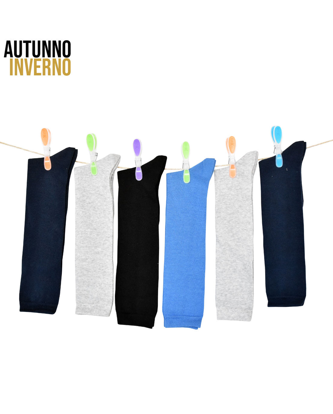 Calze Lunghe Bambino Caldo Cotone (6 Paia)- 2456 Unis