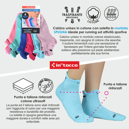 Calze Sportive Soletta in Spugna (6 Paia) Estive Assortite - 3242 Sissy-1