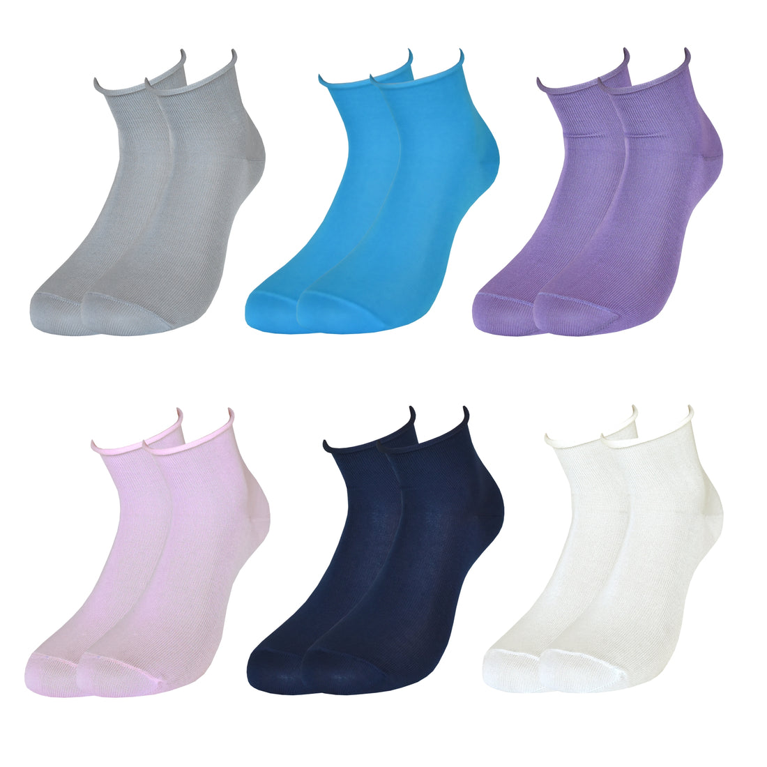 Calze Corte Donna Caviglia Senza Elastico Cotone Estive Assortite (6 Paia) - RB3762 Vicky-1