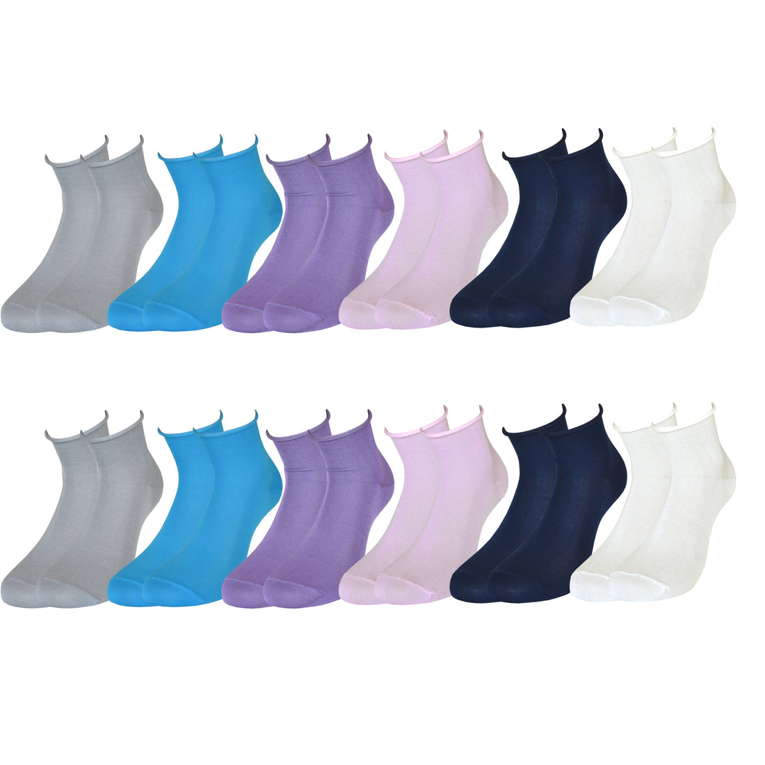 Calze Corte Donna alla Caviglia Senza Elastico Cotone Estive Assortite (12 paia)- RB3762 Vicky-1-1