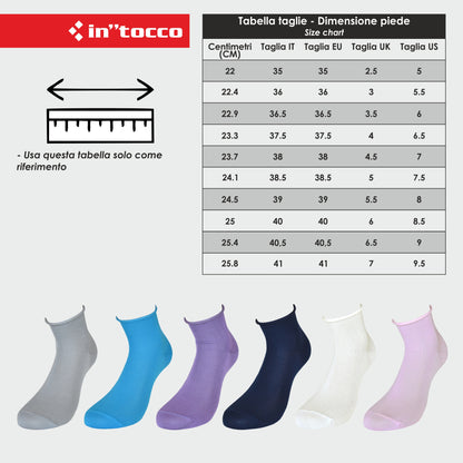 Calze Corte Donna Caviglia Senza Elastico Cotone Estive Assortite (6 Paia) - RB3762 Vicky-1