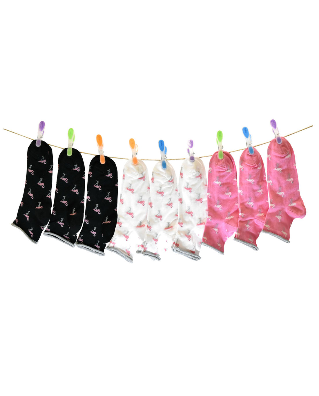 Calze Corte Donna Colorate Filo Scozia Flamingo (6 paia) - 3A04 Flamingo