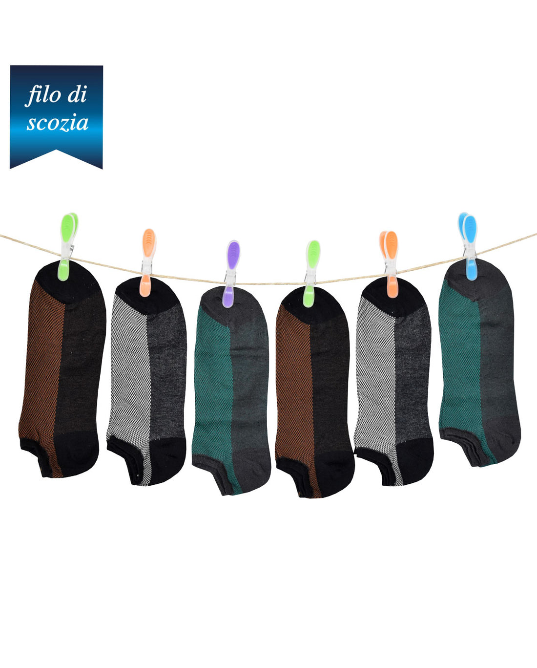 Fantasmini Uomo Nido d’Ape Filo Scozia Traspirante (12 paia) - 4CA16 Piquetmono